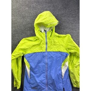 Columbia‎ Windbreaker Jacket Womens Medium Blue Lime Green Packable KL3069